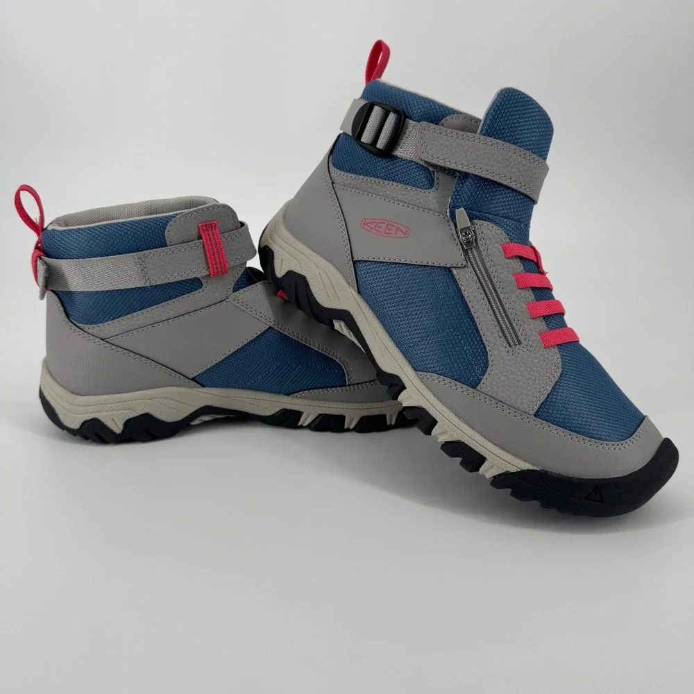 KEEN Kids 1029518 Grey Blue Pink High Top Hiking Boots Sneakers Size‎ 5Y